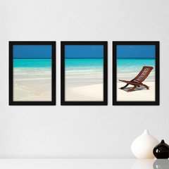 Kit Com 3 Quadros - Praia Mar Paisagem - 118kq02p