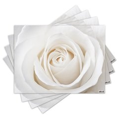 Jogo Americano com 4 peças - Rosa Branca - Flor - 1191Jo