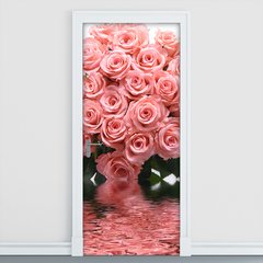 Adesivo Decorativo de Porta - Flores - Rosa - 1197cnpt