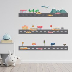 Adesivo de Parede Infantil Cidade Ruas Quarto Menino - 121ir