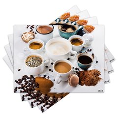 Jogo Americano com 4 peças - Café - Coffee - Cafeteria - 1243Jo