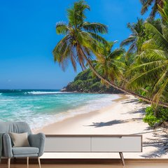 Papel de Parede Praia Paisagem Coqueiro Mar Sala Painel Adesivo - 124pc
