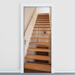 Adesivo Decorativo de Porta - Escada de Madeira - 125cnpt
