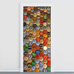 Adesivo Decorativo de Porta - Tampas de Garrafas - Cerveja - 126cnpt