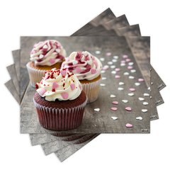 Jogo Americano com 4 peças - Cupcakes - Doces - 1288Jo