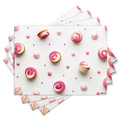 Jogo Americano com 4 peças - Cupcakes - Doces - 1295Jo