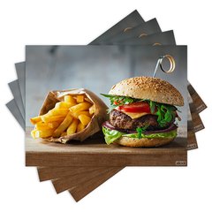 Jogo Americano com 4 peças - Hambúrguer - Hamburgueria - 1297Jo