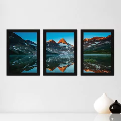 Kit Com 3 Quadros - Lago Montanha Paisagem - 129kq02p