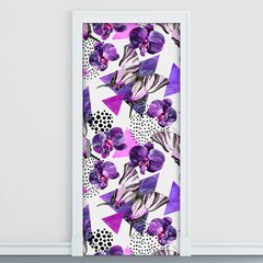 Adesivo Decorativo de Porta - Flores - 1318cnpt