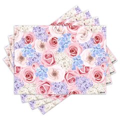 Jogo Americano com 4 peças - Flores - Floral - 1327Jo