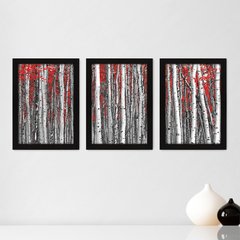 Kit Com 3 Quadros - Floresta Árvores Paisagem - 132kq02p