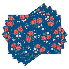 Jogo Americano com 4 peças - Floral - Flores - 1333Jo