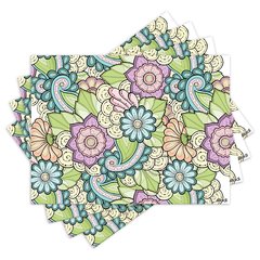 Jogo Americano com 4 peças - Floral - Flores - 1337Jo