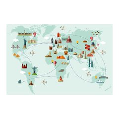 Painel Adesivo de Parede - Mapa Mundi - Mundo - 1338pn - comprar online