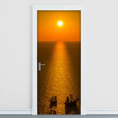 Adesivo Decorativo de Porta - Pôr do Sol - Mar - 133cnpt