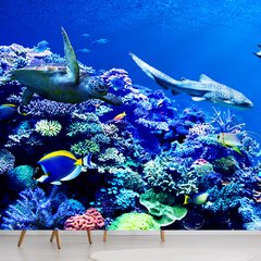 Papel de Parede Fundo do Mar Natureza Peixes Sala Painel Adesivo - 133pc