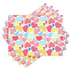 Jogo Americano com 4 peças - Corações - Love - Amor - 1345Jo