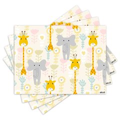 Jogo Americano com 4 peças - Animais - Girafas - Elefantes - Safari - 1350Jo