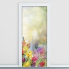 Adesivo Decorativo de Porta - Pintura - Flores - 135cnpt