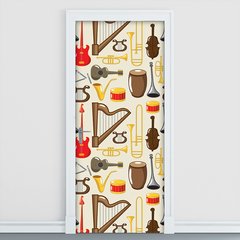 Adesivo Decorativo de Porta - Instrumentos Musicais - 1368cnpt