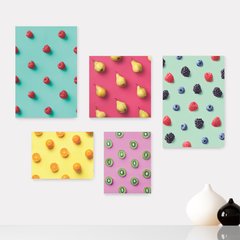 Kit 5 Placas Decorativas - Frutas Colorido Cozinha Casa Quarto Sala - 139ktpl5