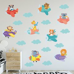 Adesivo de Parede Infantil Safari Avião Quarto Menino Bebe - 140ir