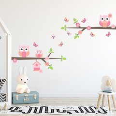 Adesivo de Parede Infantil Coruja Galho Quarto Menina Bebe - 143ir