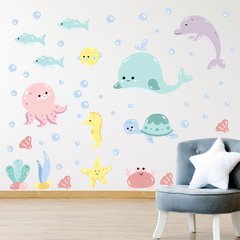 Adesivo de Parede Infantil Fundo do Mar Quarto Criança Bebe - 144ir