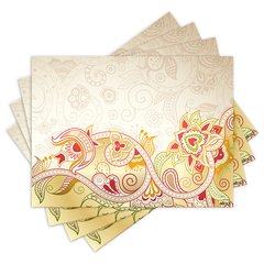 Jogo Americano com 4 peças - Floral - Flores - 1450Jo