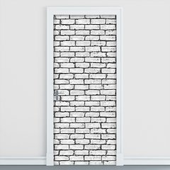 Adesivo Decorativo de Porta - Tijolos Branco - 1461cnpt