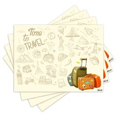 Jogo Americano com 4 peças - Viagens - Mundo - 1464Jo