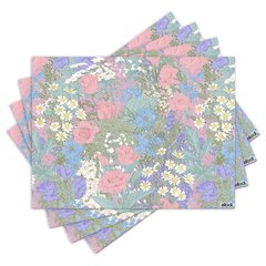 Jogo Americano com 4 peças - Folhas - Flores - Floral - 1472Jo