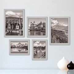 Kit Com 5 Quadros Decorativos - Suiça Paisagem Mundo Trem - 147kq01 - comprar online