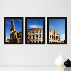 Kit Com 3 Quadros - Coliseu Roma Itália - 147kq02p