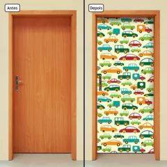 Adesivo Decorativo de Porta - Carrinhos - Infantil - 1489cnpt - comprar online