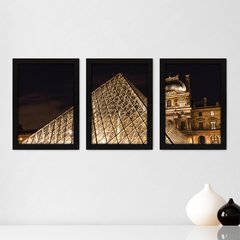 Kit Com 3 Quadros - Louvre Paris França - 149kq02p