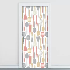 Adesivo Decorativo de Porta - Utensílios de Cozinha - 1500cnpt