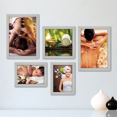 Kit Com 5 Quadros Decorativos - Spa - Estética - Beleza - Sala - 153kq01 - comprar online