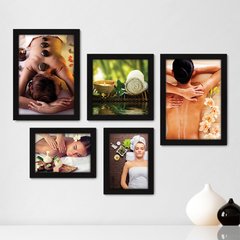Kit Com 5 Quadros Decorativos - Spa - Estética - Beleza - Sala - 153kq01