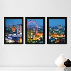 Kit Com 3 Quadros - Londres Inglaterra Mundo - 153kq02p