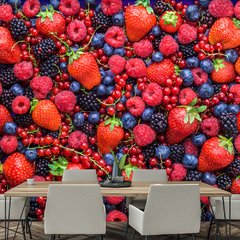 Papel de Parede Frutas Vermelhas Suco Saúde Sala Painel Adesivo - 153pc