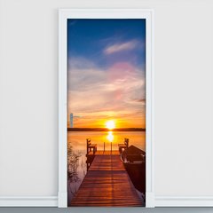 Adesivo Decorativo de Porta - Pôr do Sol - Pier - 1548cnpt