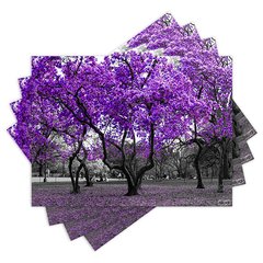 Jogo Americano com 4 peças - Árvore - Natureza - Paisagem - Flores - Roxo - 1557Jo