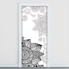Adesivo Decorativo de Porta - Mandalas - Flores - 155cnpt