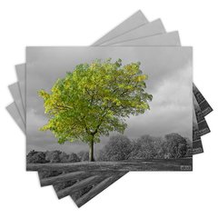 Jogo Americano com 4 peças - Árvore - Natureza - Paisagem - Flores - Verde - 1562Jo