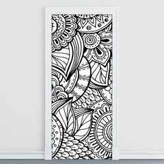 Adesivo Decorativo de Porta - Mandalas - Flores - 156cnpt