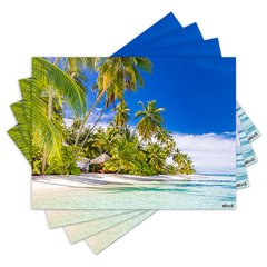 Jogo Americano com 4 peças - Coqueiros - Natureza - Mar - Praia - 1595Jo
