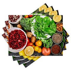 Jogo Americano com 4 peças - Comida Saudável - 1596Jo