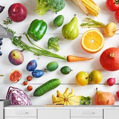 Papel de Parede Frutas Legumes Saúde Cozinha Sala Painel Adesivo - 159pc