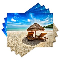 Jogo Americano com 4 peças - Praia - Mar - 1605Jo